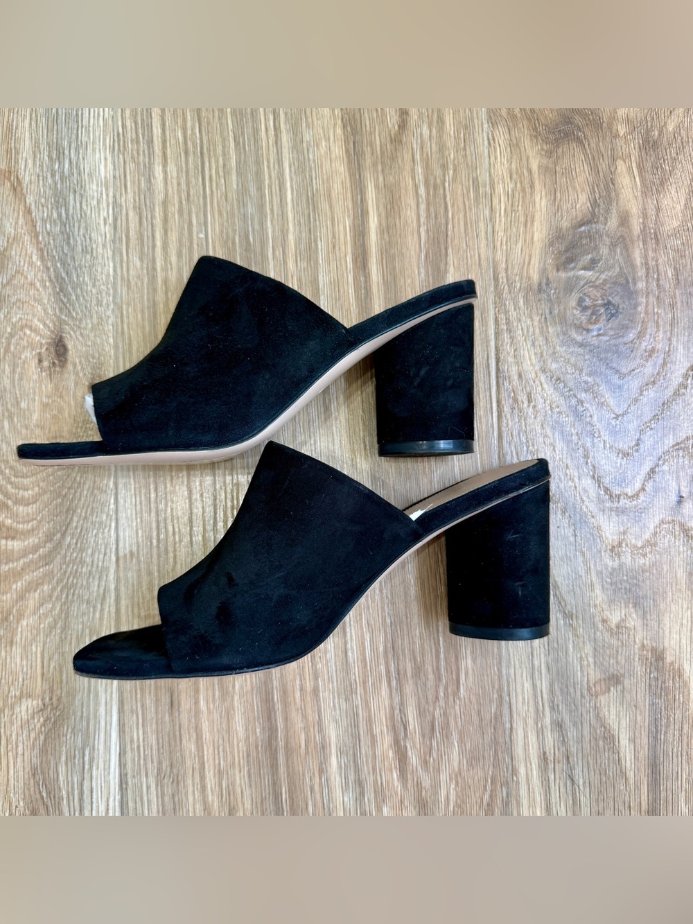 Stuart Weitzman Black Suede Block Heel Slide Sandals Size 7M - Picture 5 of 9